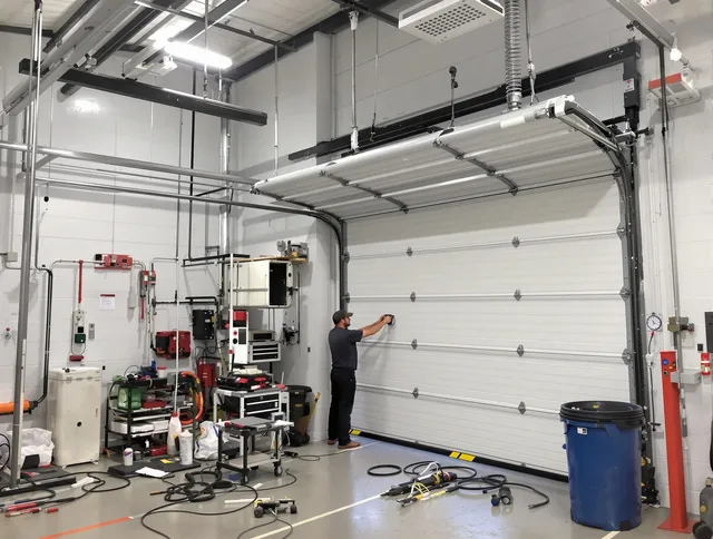 Laguna Niguel Garage Door Repair certified technician performing commercial door repair at a Laguna Niguel business facility