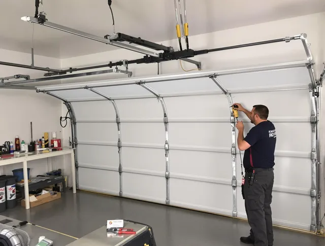 Laguna Niguel Garage Door Repair certified technician performing overhead door system repair in Laguna Niguel